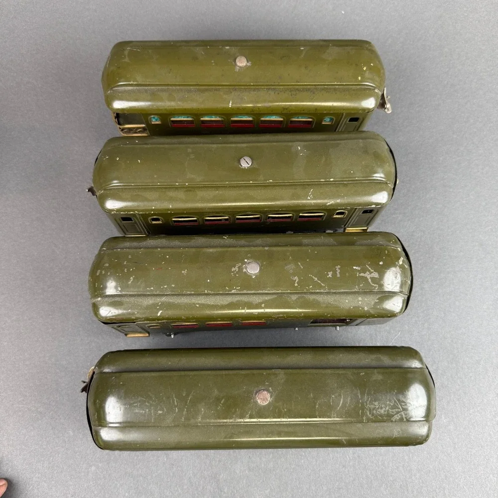 Lionel Prewar Standard Gauge Train Cars Set 33 34 35 36 Olive Green Vintage